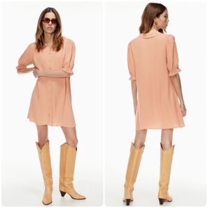 Wilfred Aritzia Poppins Shirt Dress Puff Sleeves Peter Pan Collar Size S